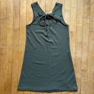 Peach Royal Olive Green Tie Front Mini Dress size XS